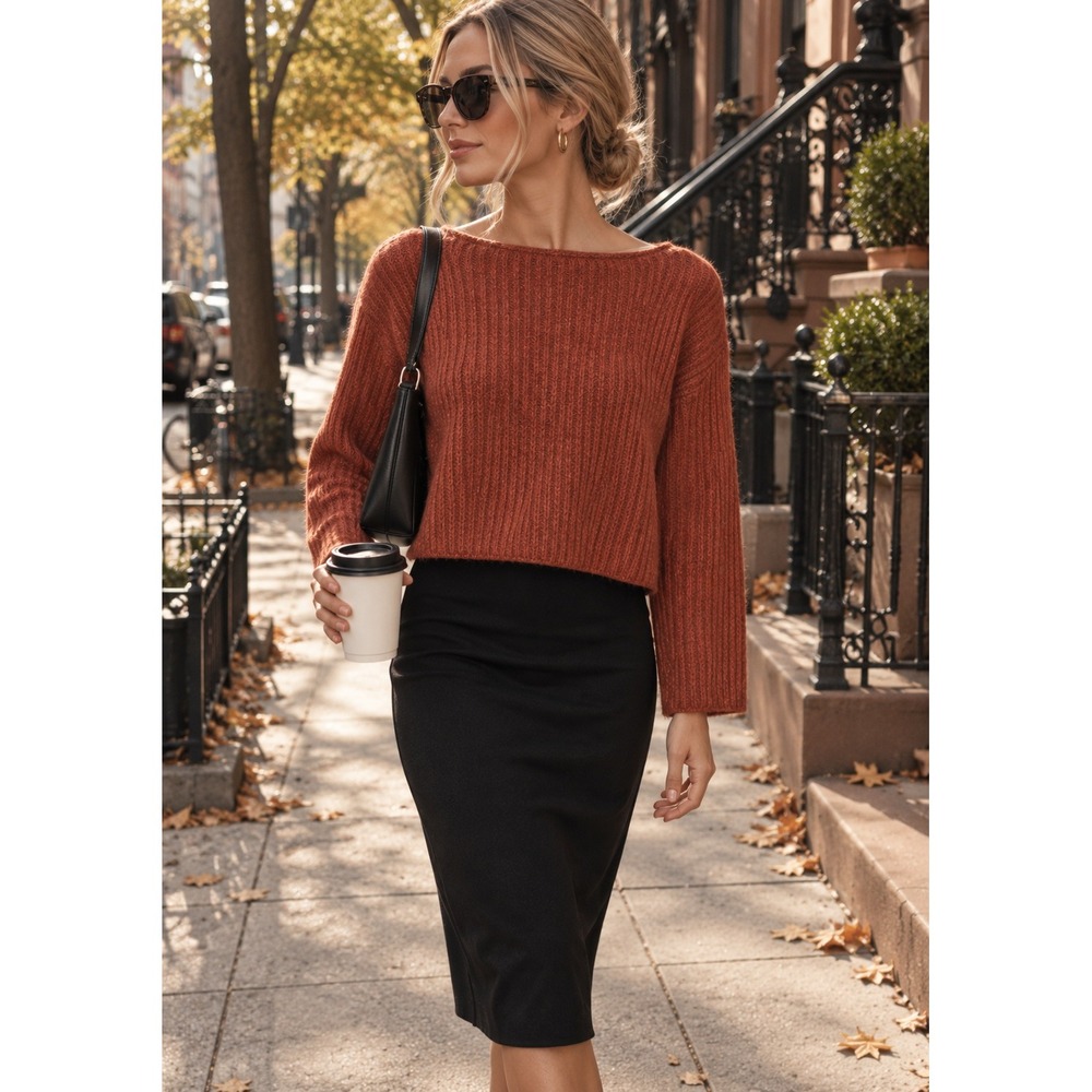 Hansel from Basel euro designer boxy fit rust fall color m blend alpaca cashmere